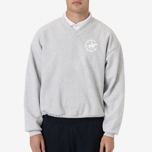 Gray Cavalli Veloci Heavy Fleece V-Neck Sweatshirt