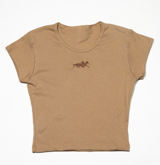 Cavalli Veloci Baby Rib Crop Top Hazelnut